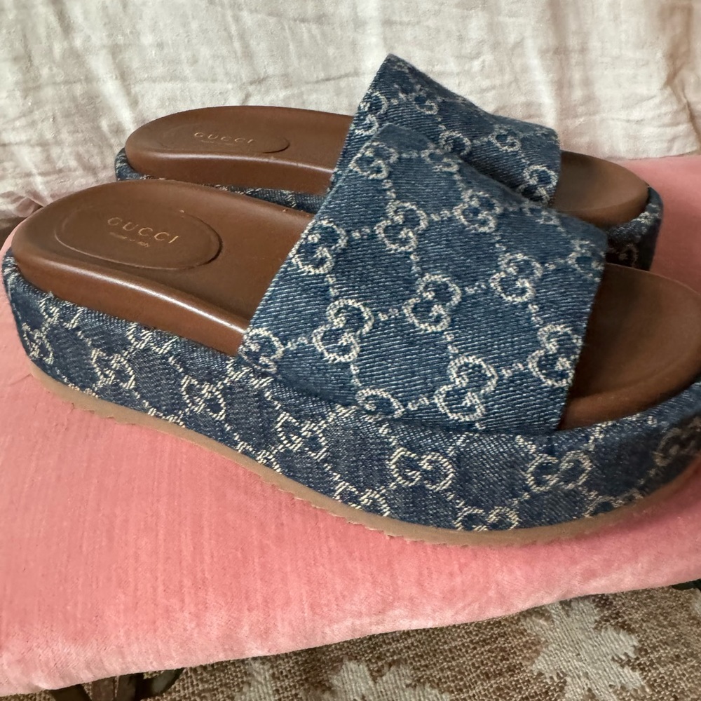 Gucci Blue and Brown Sandals - Picture 7 of 14